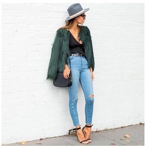 FAUX dark green fur jacket